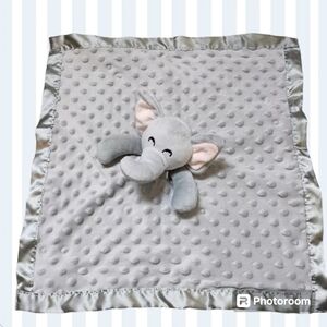 Elephant Lovey Pro Goleem Plush Blanket Gray Minky Dot Satin Trim Crunchy Ears